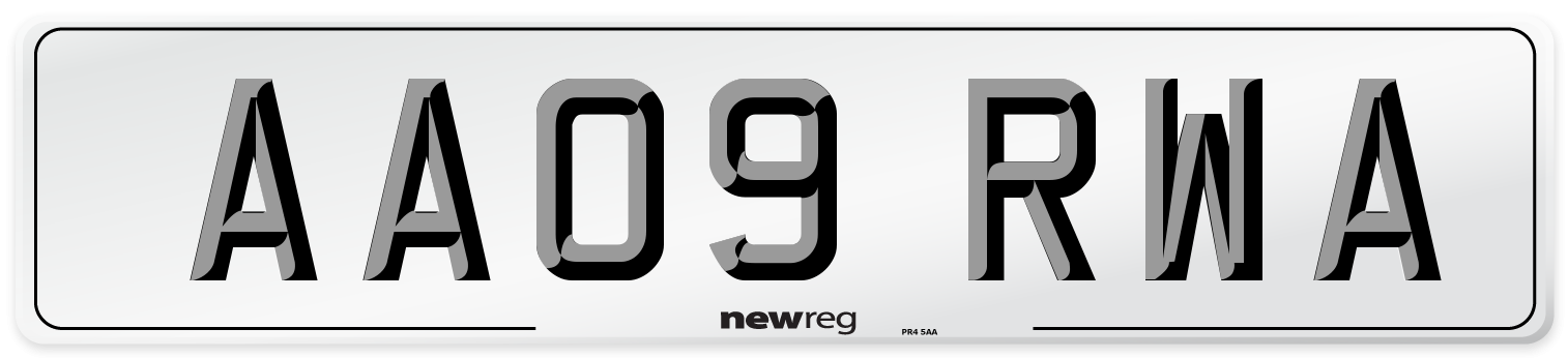 AA09 RWA Number Plate from New Reg